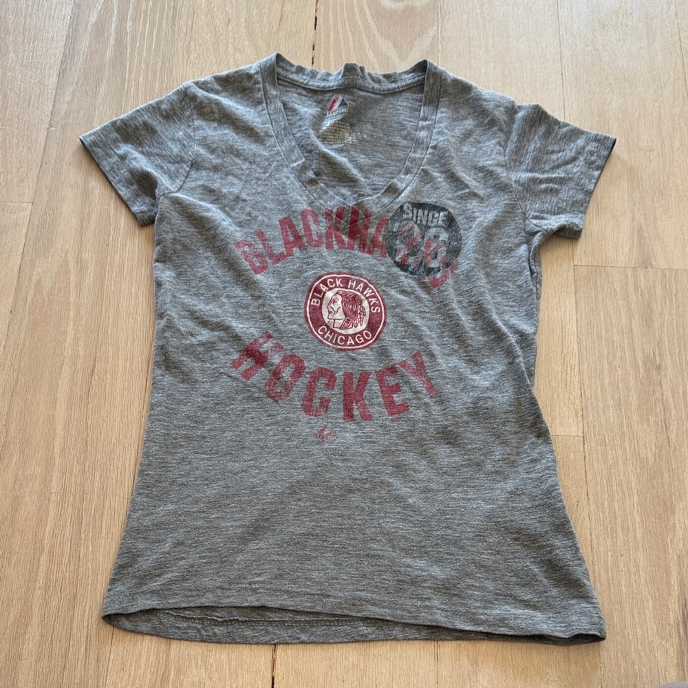 Gray Chicago Blackhawks Hockey T-Shirt